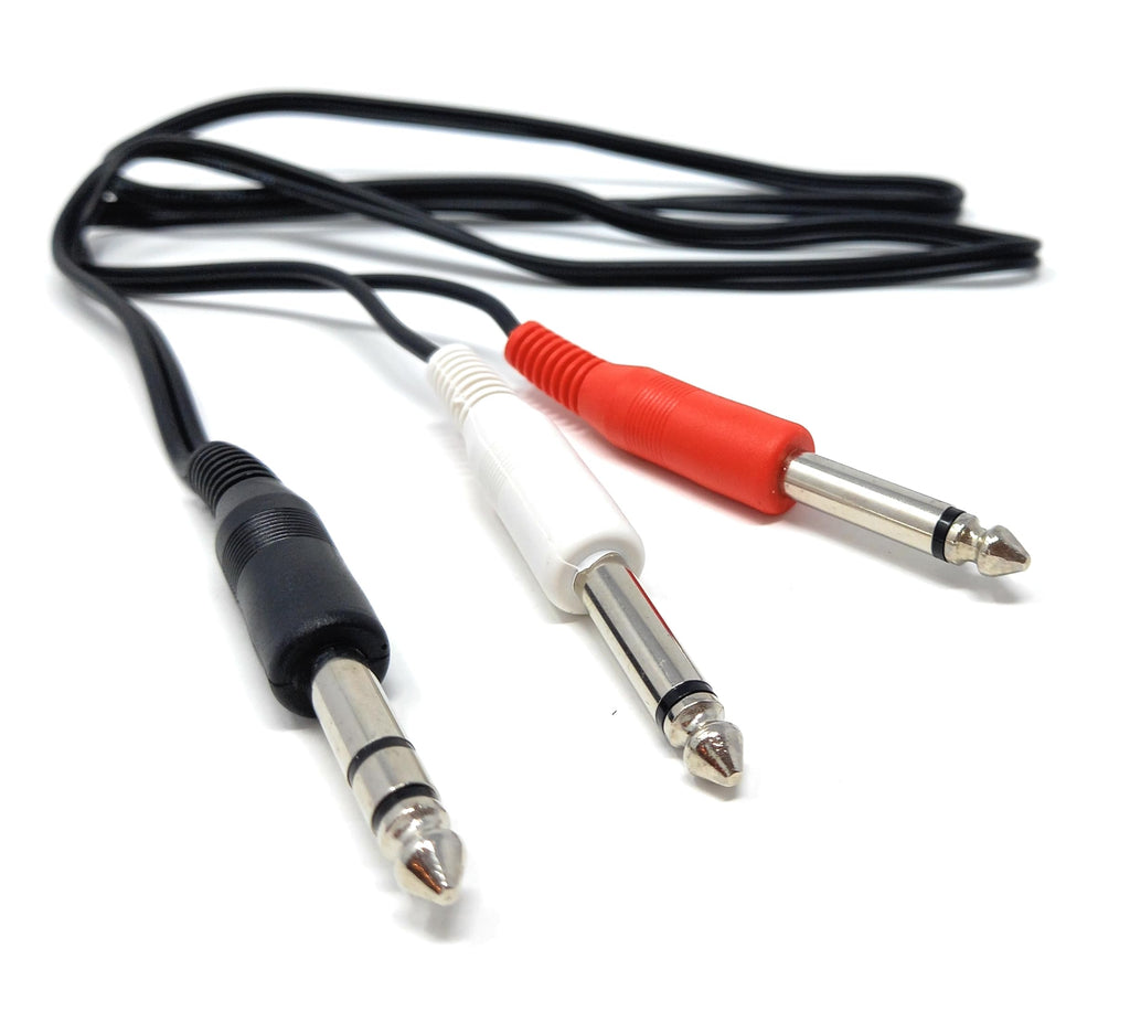 6.35mm Stereo Jack To 2 x 6.35mm Mono Jack Y Splitter TRS Stereo to Twin 1/4 Inch TS Mono Lead Cable