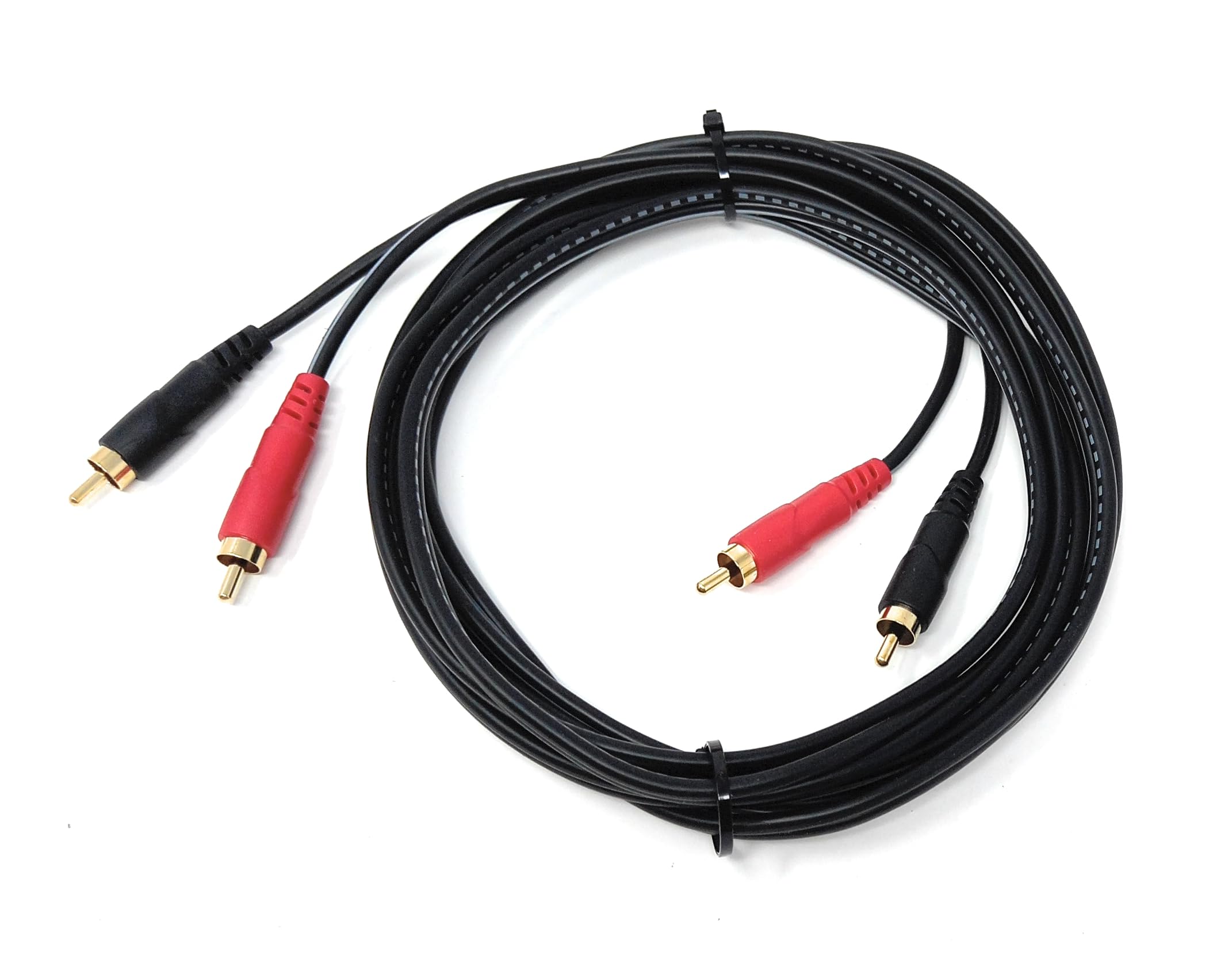 DRUT 2 x RCA Audio Cable – Stereo Male to Male Lead with Gold-Plated Plugs for Amplifier, Active Speakers, Subwoofer, Turntable, HiFi & Home Audio Systems