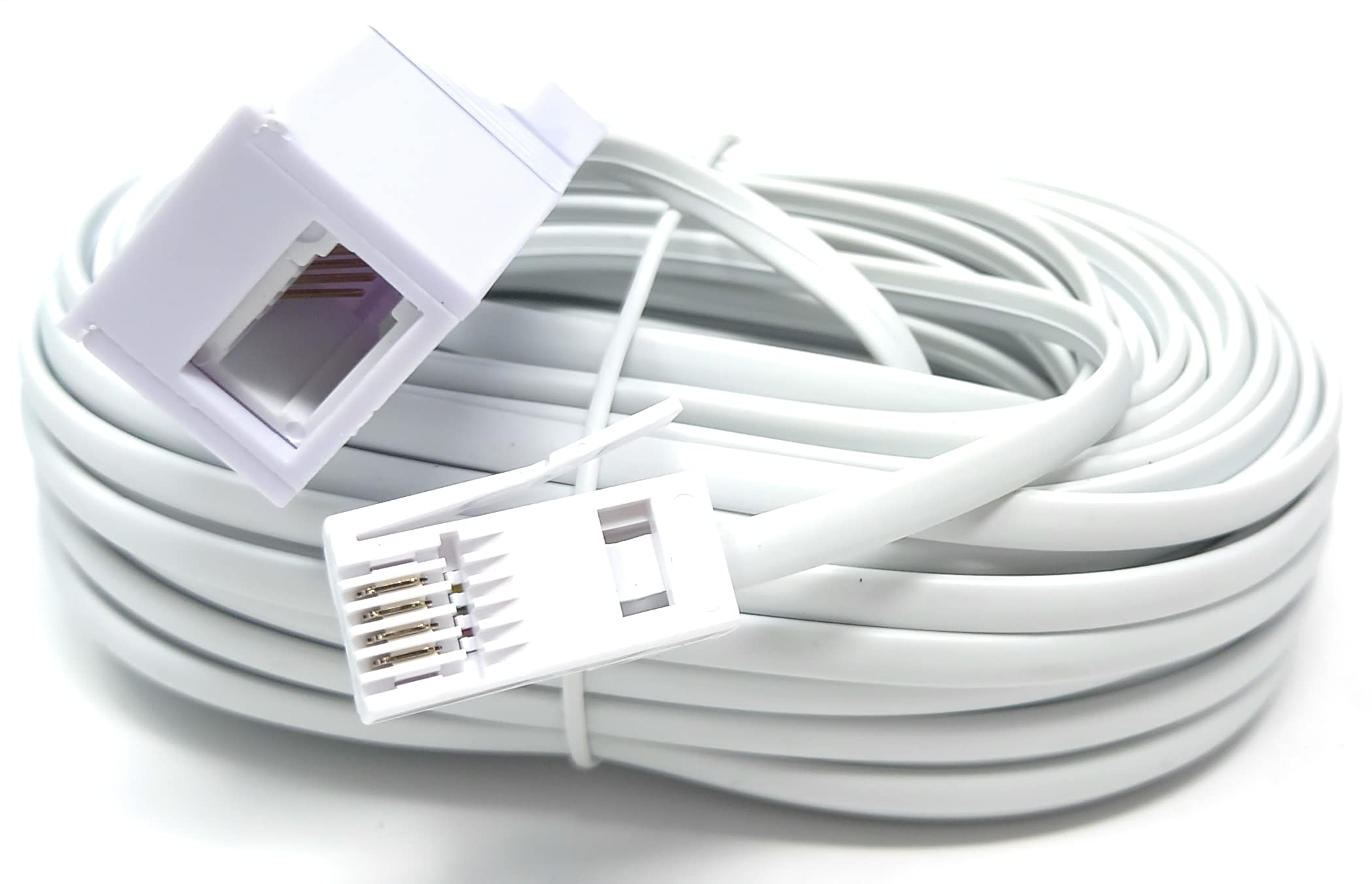 DRUT BT Extension Telephone Line Cable 431A, BT Male to Female Socket, 4 Wire, Flat Lead