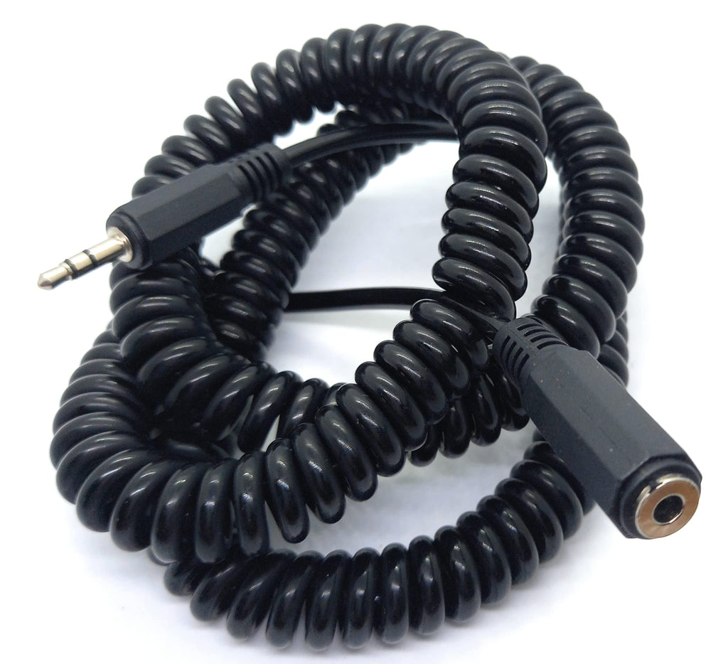 DRUT 3.5mm Stereo Jack to 3.5mm Socket Headphone, Speaker, HI-FI Extension Coiled Cable Lead