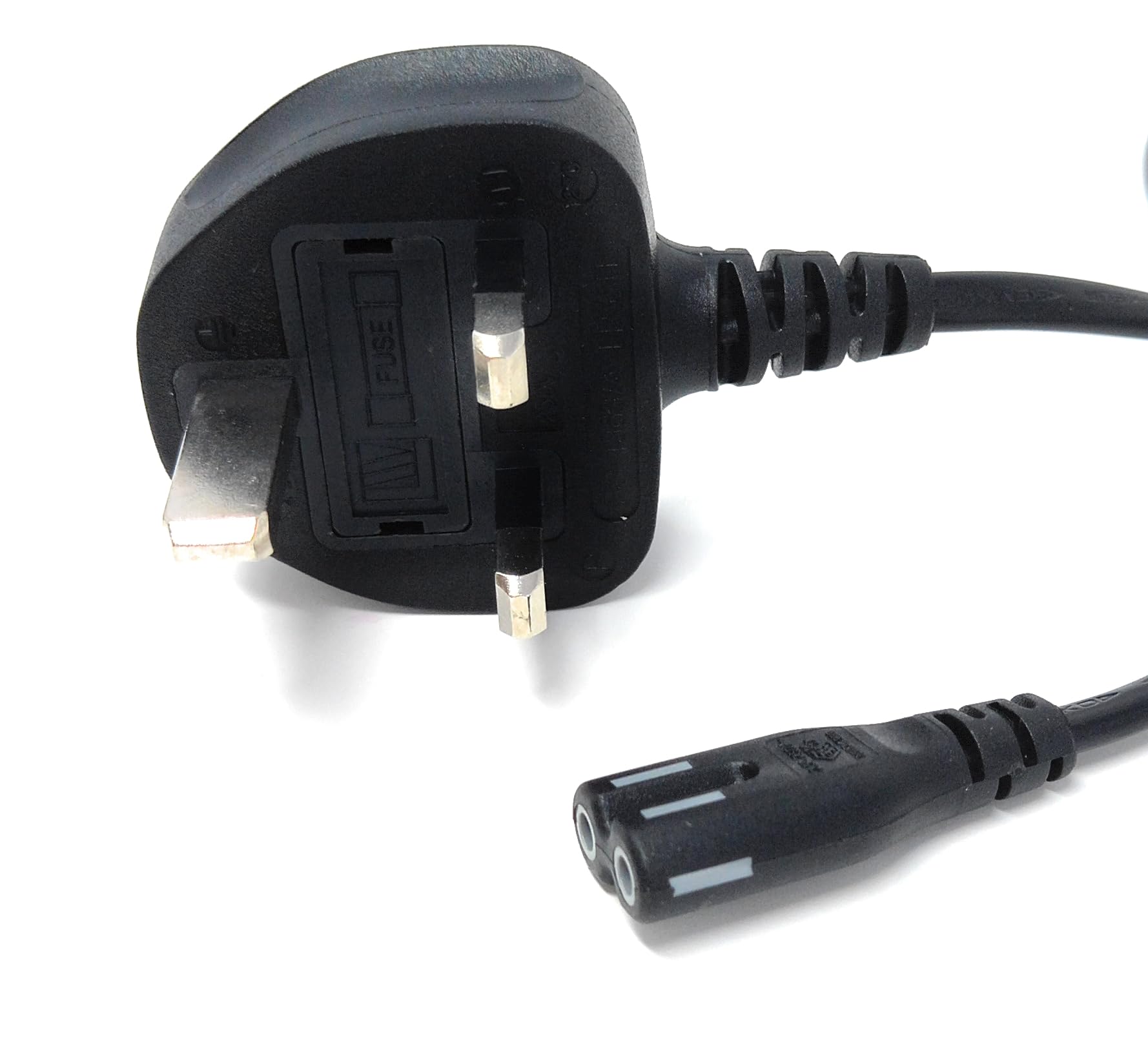UK Power Cable 3A Fused Plug to C7 Figure-8 Lead – Compatible with PS5, PS4, Xbox, Laptops, Smart TVs, DVD Players, and Chargers