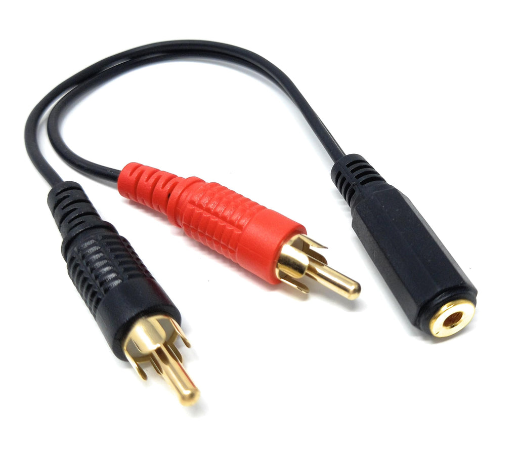 DRUT 20cm 3.5mm Stereo Jack Socket to 2 x RCA Phono Plugs Adapter Cable Splitter Audio Lead