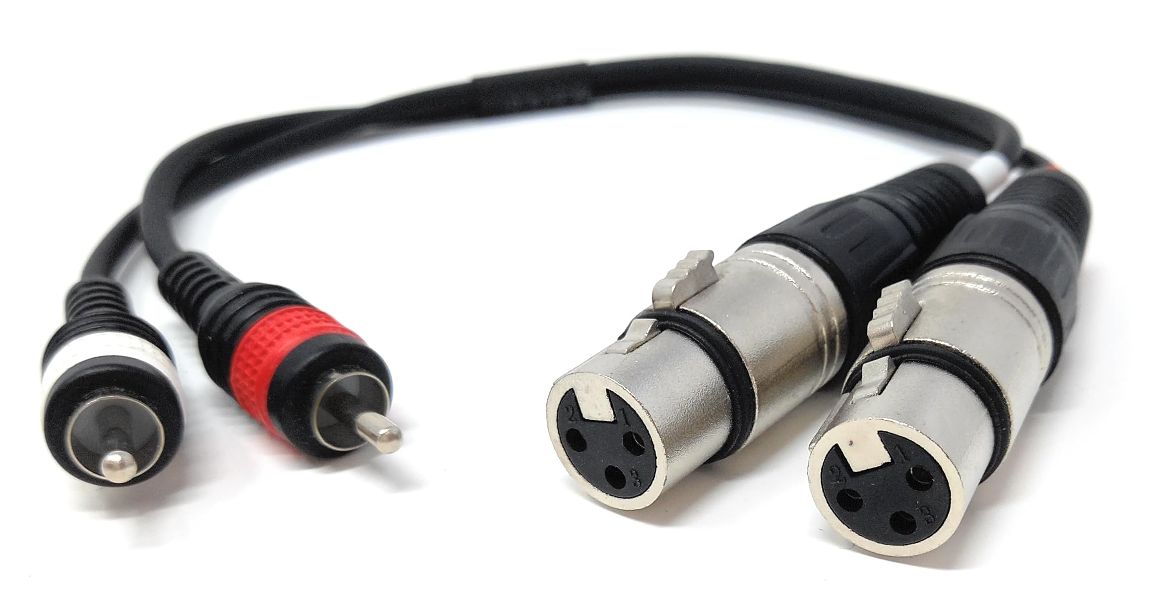 DRUT Twin 2 x XLR Female Sockets to 2 x RCA Phono Male Plugs Shielded Stereo Audio Cable Compatible with Mixers, Amplifiers, Music Instruments
