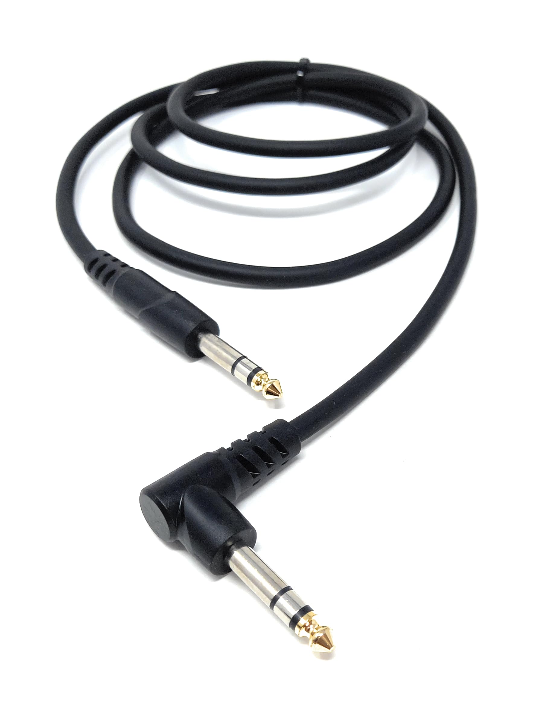 DRUT 6.35mm 1/4" Stereo TRS Male Jack to Right Angled Male Jack, Audio, Music Instrument, Flexible Cable Lead