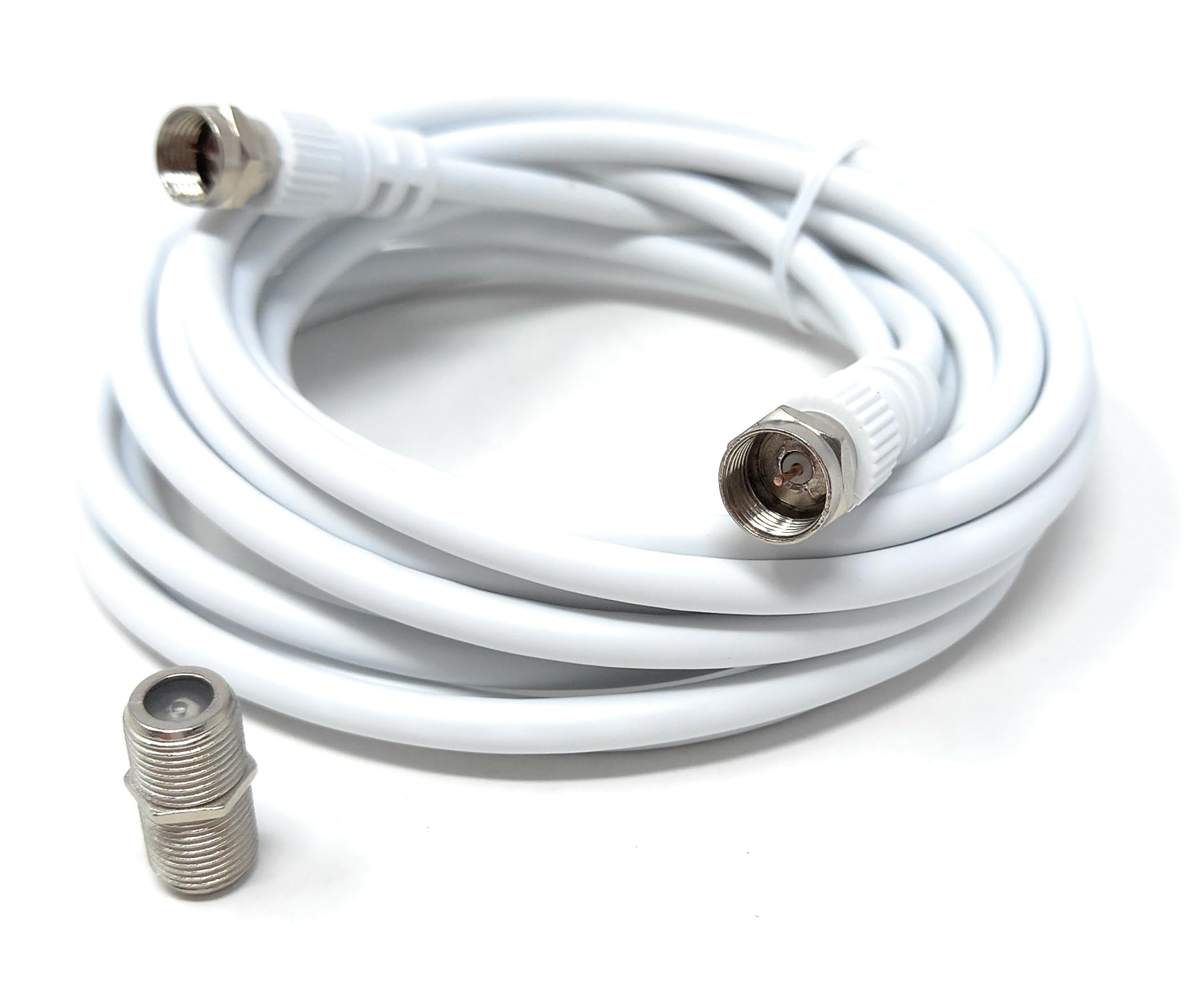 DRUT F-Type Connector TV RG6 Cable With (F-Type Female Coupler) Compatible With STB, Dish TV, Satellite, Antenna Coax Cable Lead