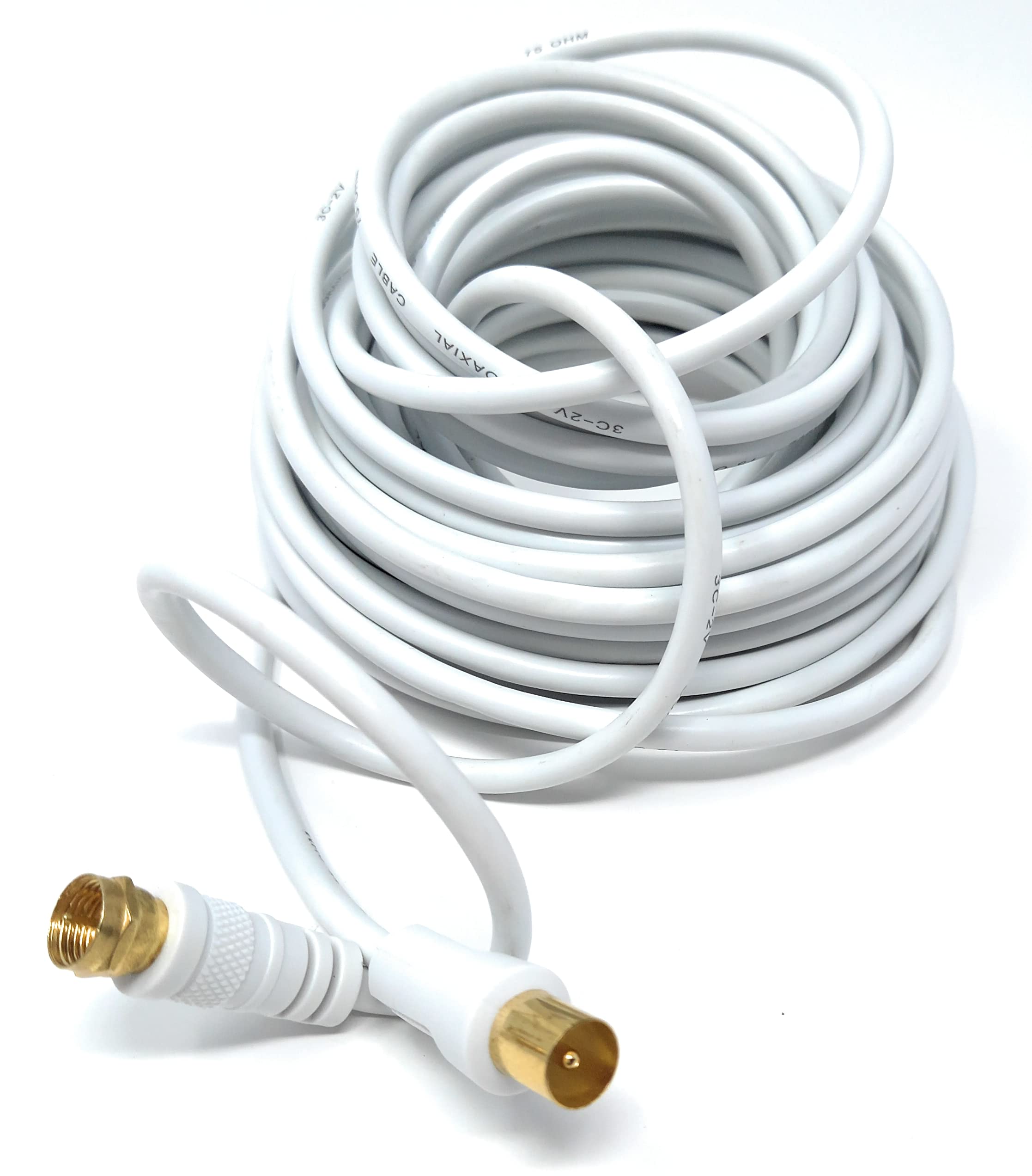 DRUT RF TV Aerial Male to F Type Connector Male Plug Coaxial Coax Cable, Lead, 75 Ohm, 3C-2V