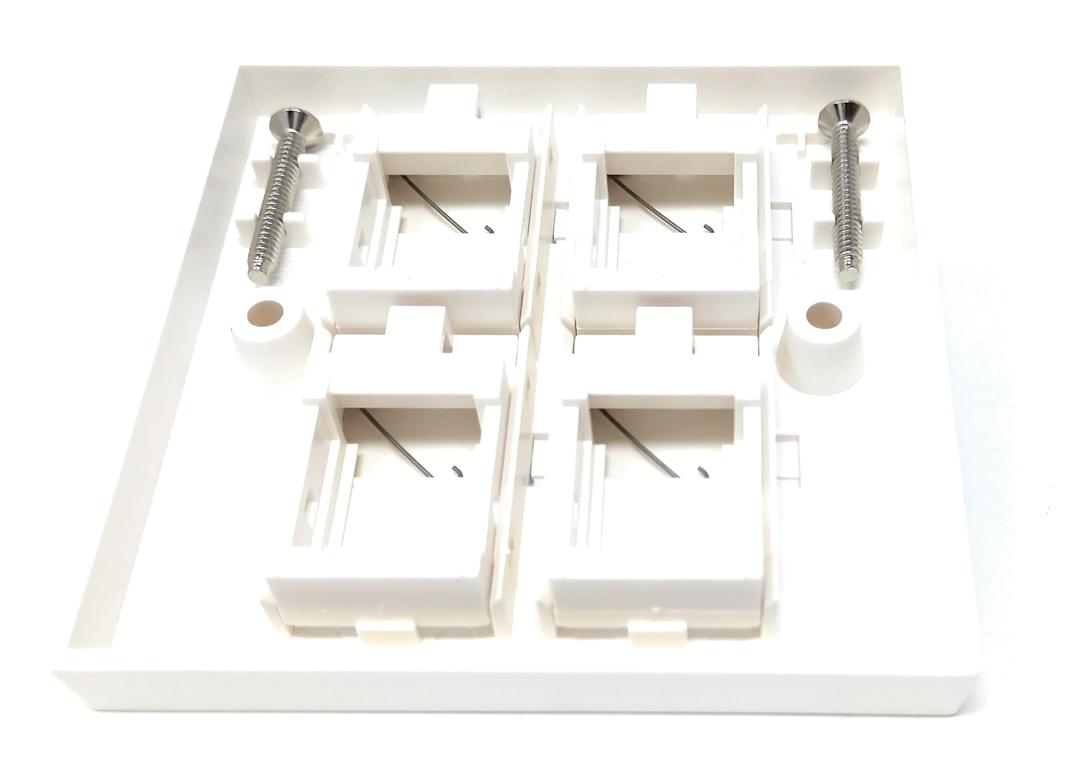 Single Gang 4-Port Modular Keystone Insert Empty Faceplate Compatible with Cat5e, Cat6, Cat7, Cat8, Cat9 Modules, for Home and Office