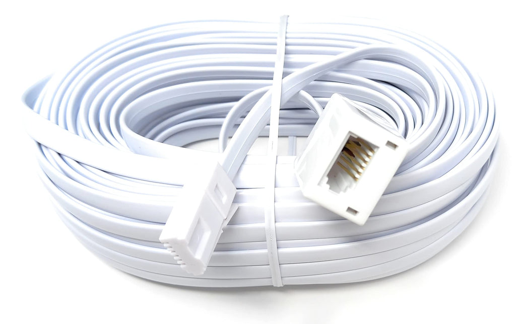DRUT BT Telephone Flat Extension Cable (631a) 28AWG Lead Wire, 6 Pin Core, BT Male to BT Female, Jack to Socket