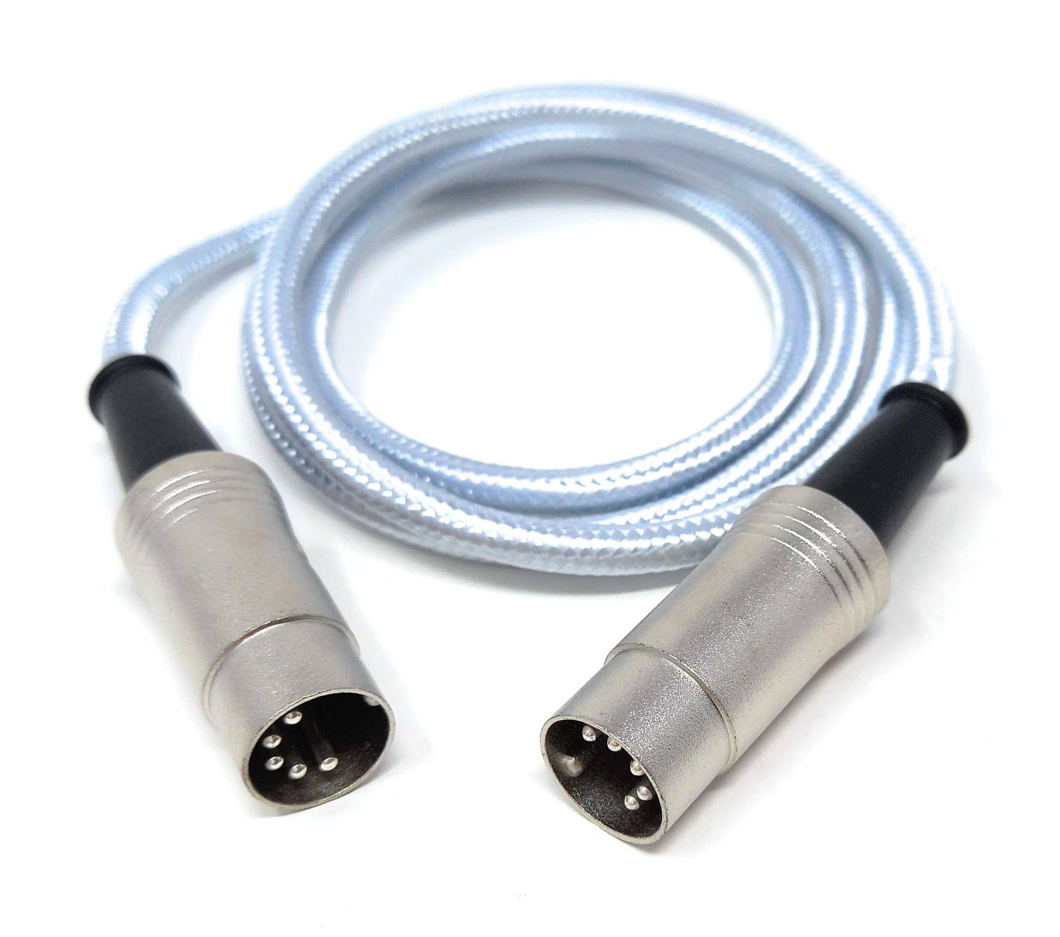 DRUT MIDI 5 Pin DIN Braided Screened Shielded Fully Wired Cable Lead for Midi Audio Equipment, White