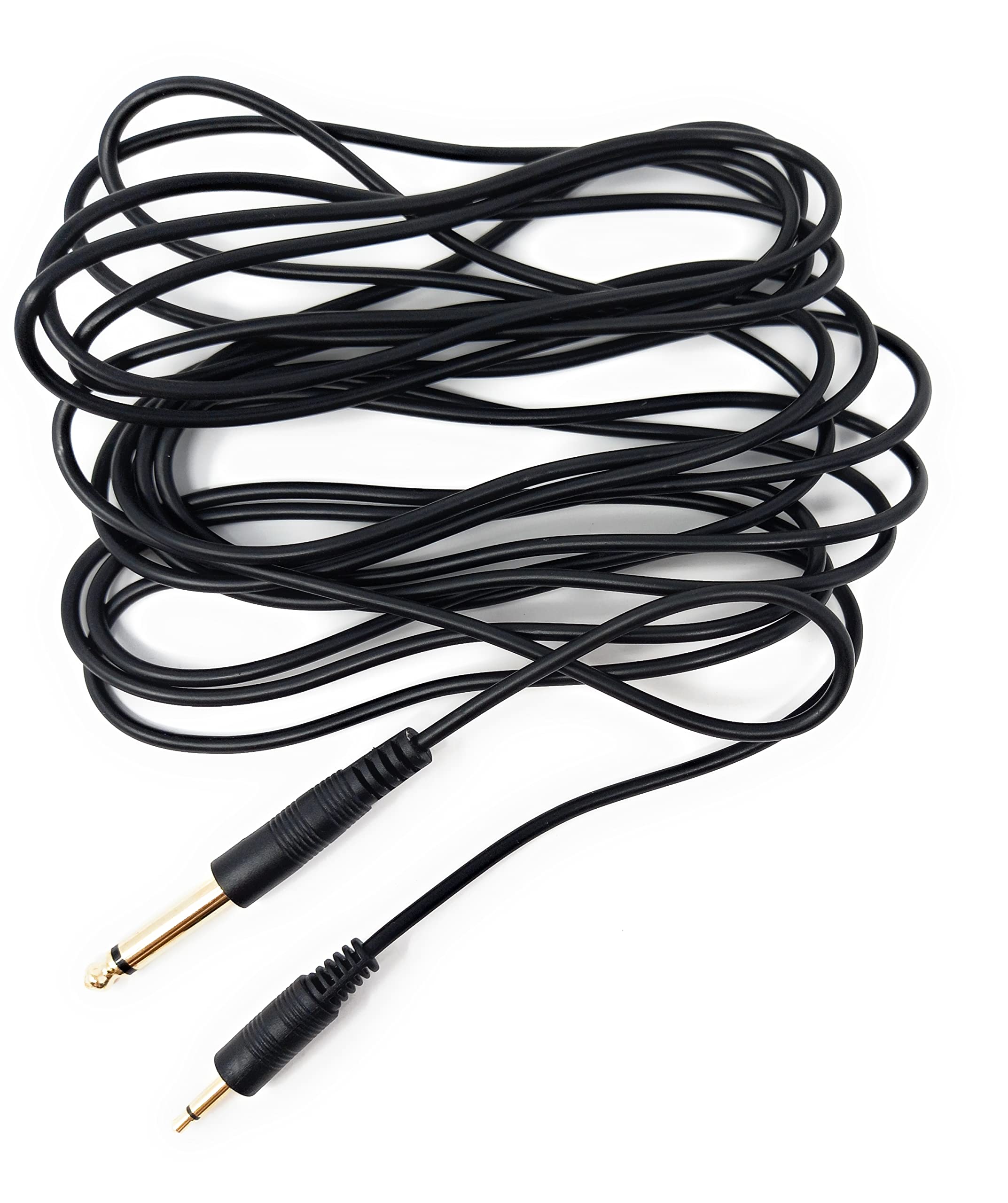 DRUT 3.5mm MONO Jack to 6.35mm MONO Jack Plug Audio TS Coax Cable Lead, Male to Male Gold Flashed Ends