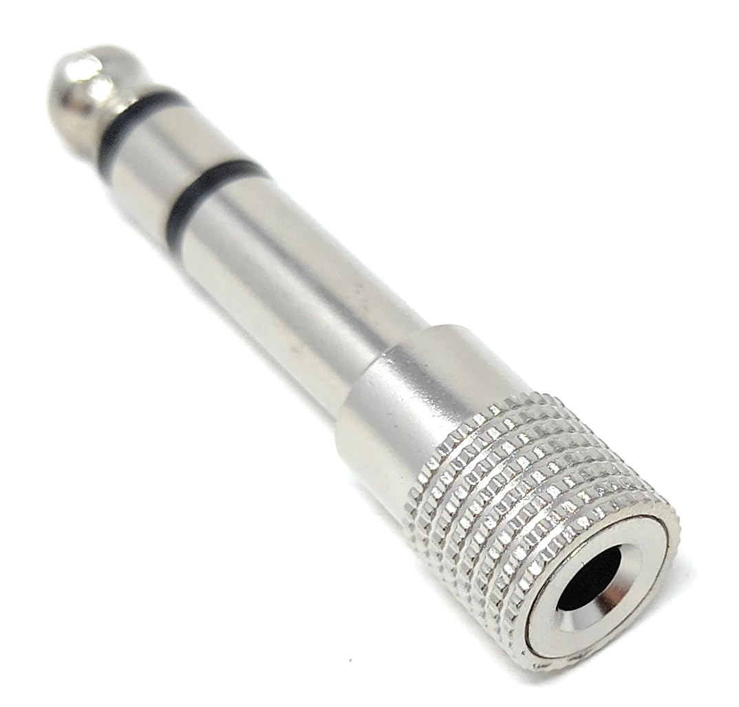 DRUT 6.35mm Stereo Male Plug to 3.5mm Stereo Jack Socket Adapter Compatible with Headphones, HI-FI Audio