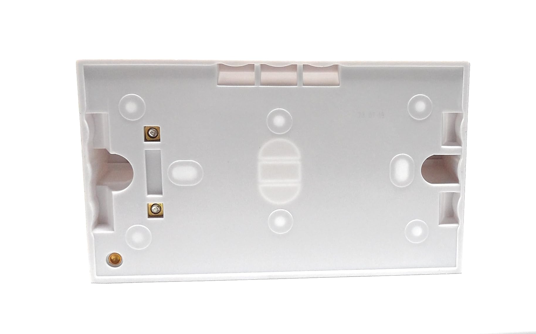 Dual 2 Gang Surface Mount Back Box Pattress Box (47mm Deep) Fitted With Earth Terminals, White