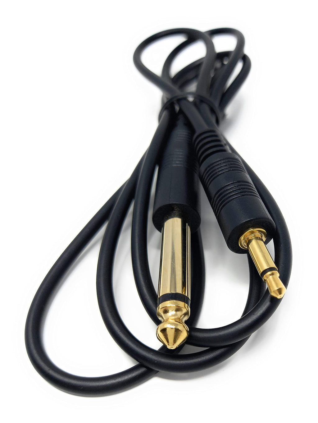 DRUT 3.5mm MONO Jack to 6.35mm MONO Jack Plug Audio TS Coax Cable Lead, Male to Male Gold Flashed Ends