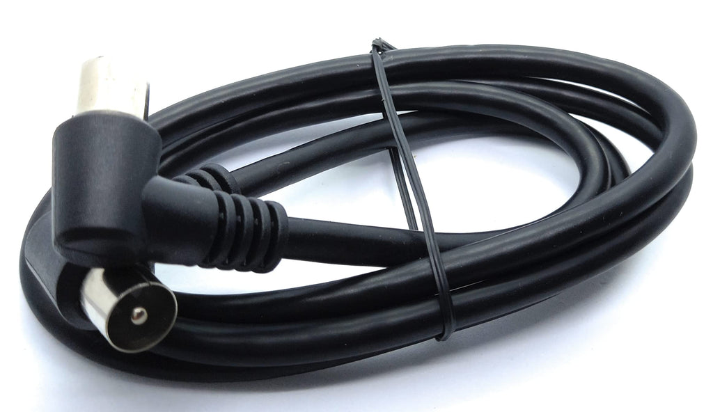 DRUT TV RF Right Angle 90' Male Plug to Male Plug Coaxial TV Freeview Cable Lead 75 Ohm
