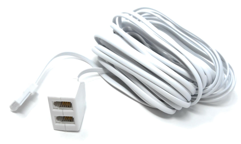 Twin BT Extension Lead, One Jack to Two Sockets, Double Telephone Splitter Cable