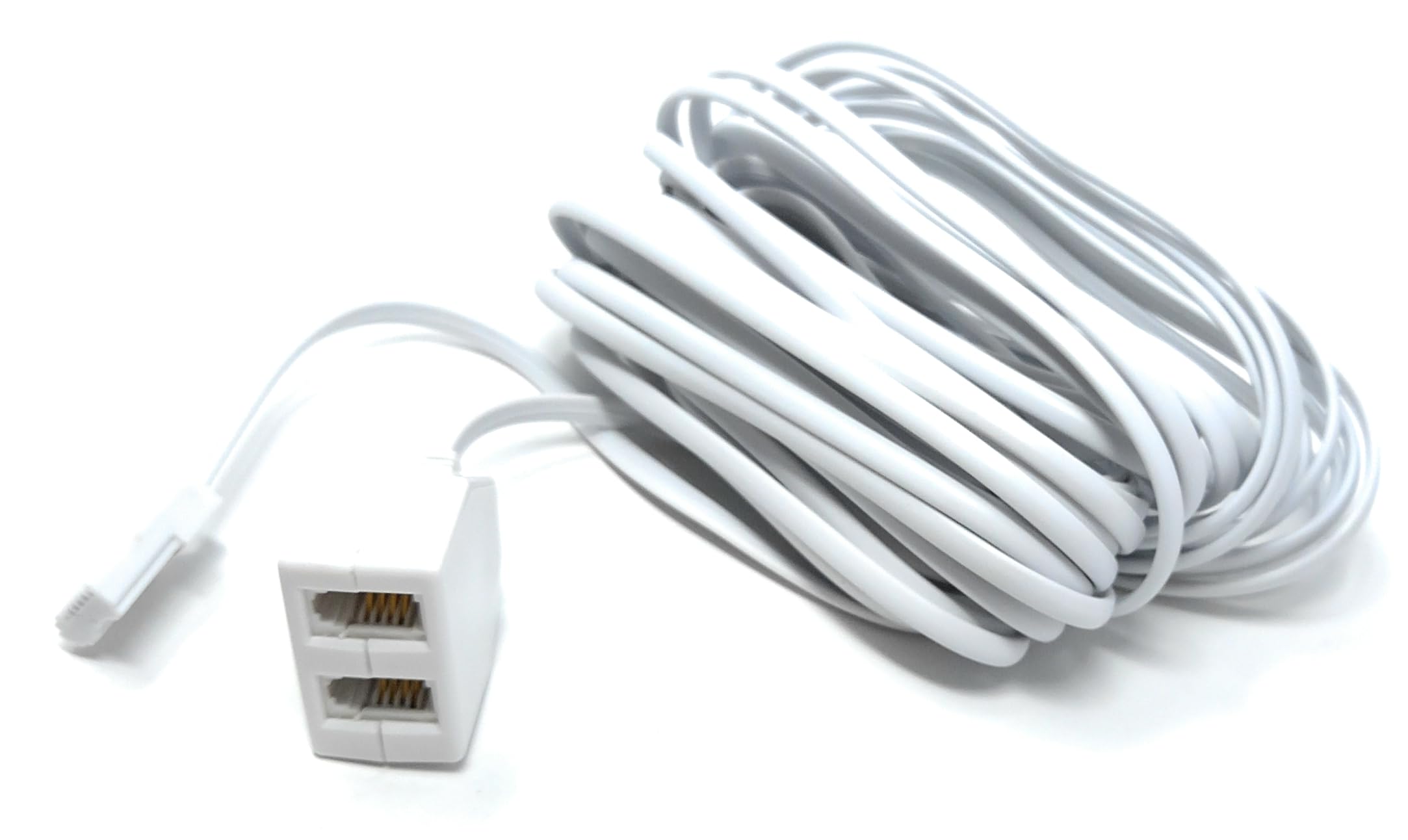 Twin BT Extension Lead, One Jack to Two Sockets, Double Telephone Splitter Cable