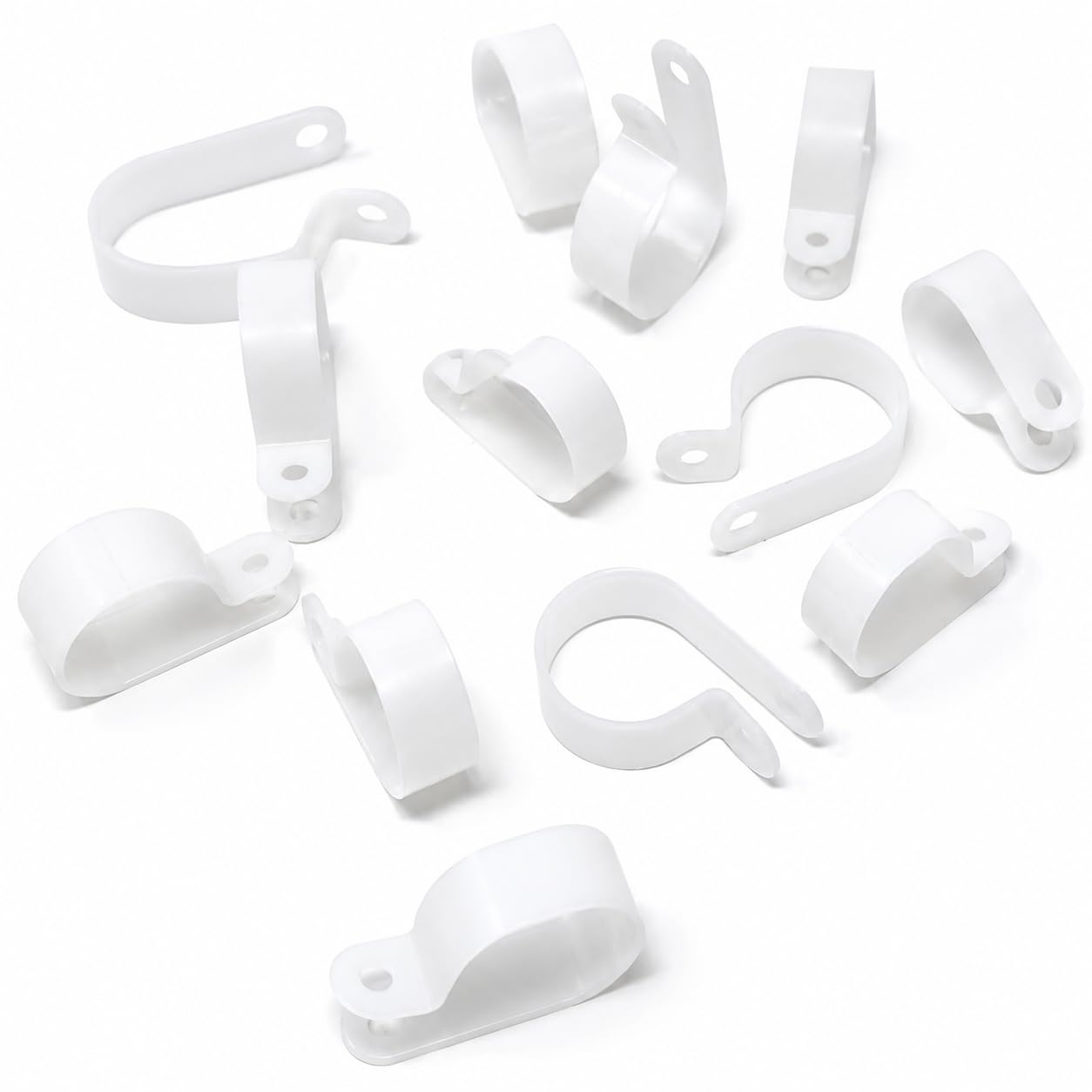 100pcs. P-Clips Plastic Nylon for Hose, Pipe, Cable, Wire, Tubing Wall Clamp Mount