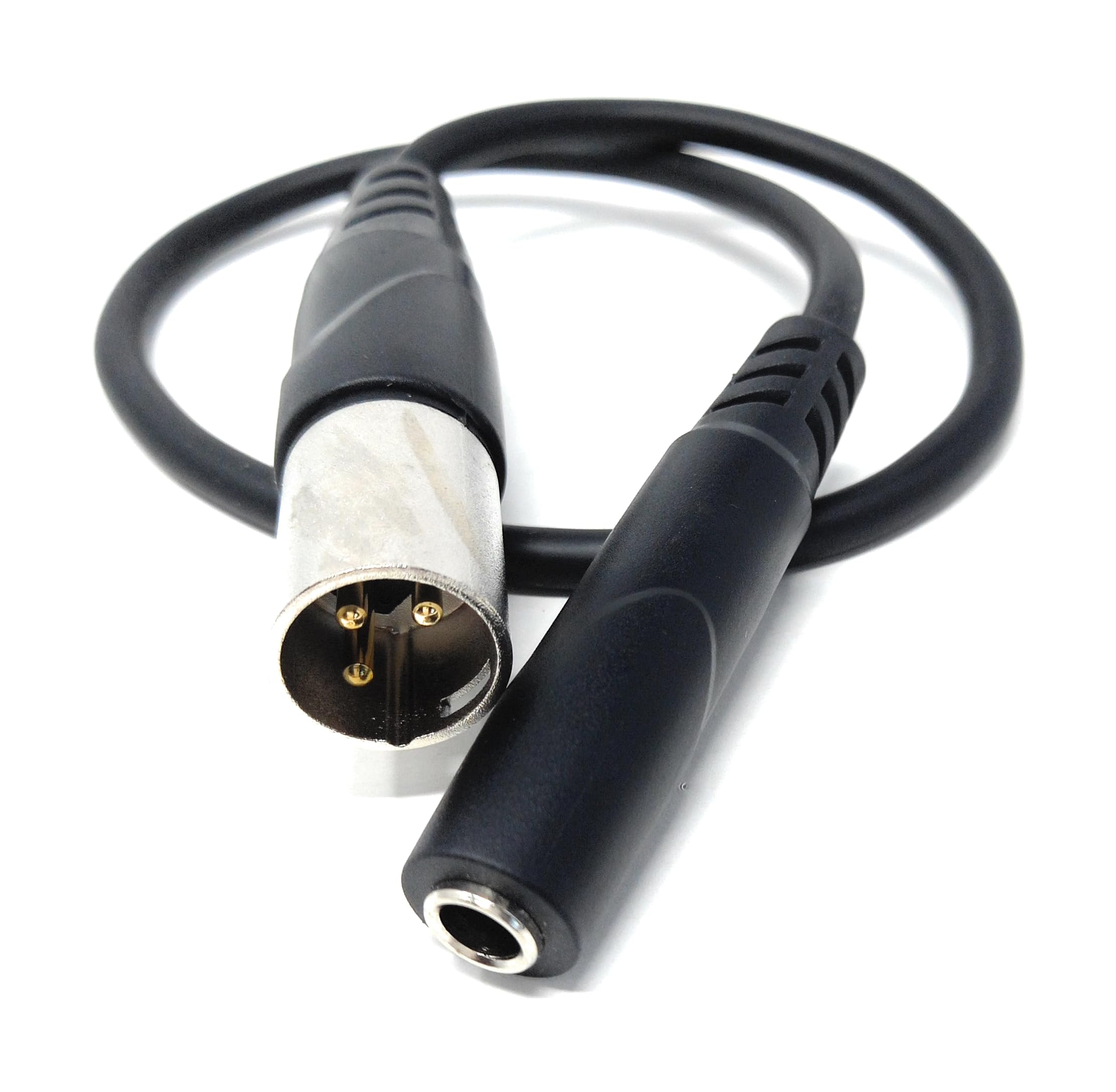DRUT 3-Pin XLR Male to 6.35mm 1/4" Stereo Jack Socket Cable, Soft, Flexible, Gold Plated, for Audio, DJ, Live Events, Music Instruments