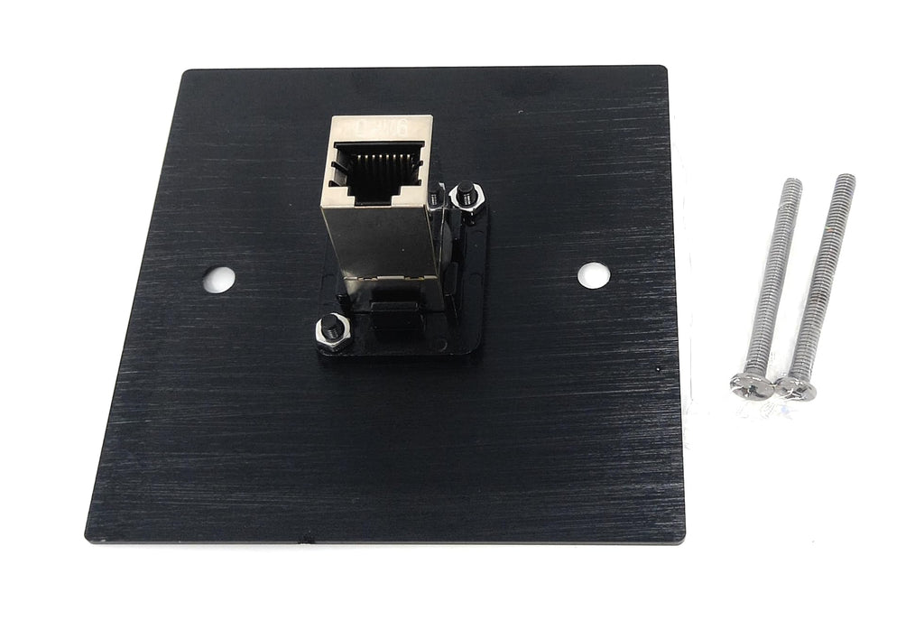 Brushed Aluminium Single Cat6 Female Socket D-Series Outlet Wall Faceplate – Durable Metal Plate for Cat6/Cat5e/Cat7/Cat8/Cat9 Ethernet Networking Cables, Screws Included