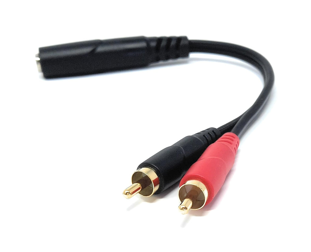 DRUT 6.35mm to 2 x RCA Splitter Cable, 6.35 TRS Female to Dual RCA Male Stereo Audio Lead for Music Instruments, Mixer (Gold Plated)