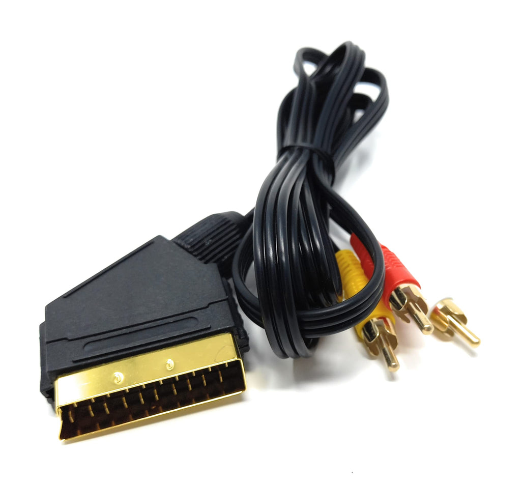 DRUT 1.5M SCART to 3 RCA Male Cable Audio Video AV Adapter Cable Composite AV Connector Audio/Video Converter for TV DVD VCRs Game Console