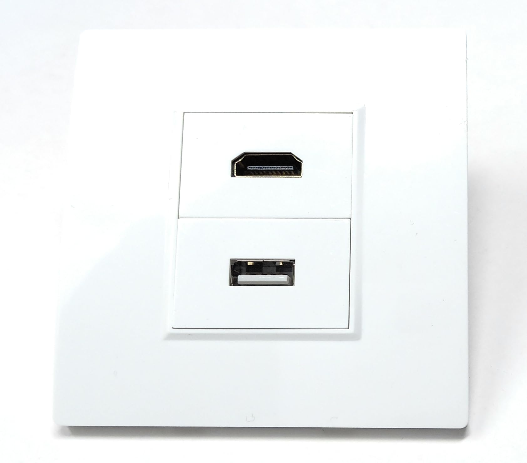 HDMI & USB 2.0 Multimedia Wall Plate Faceplate, Easy Connect, White