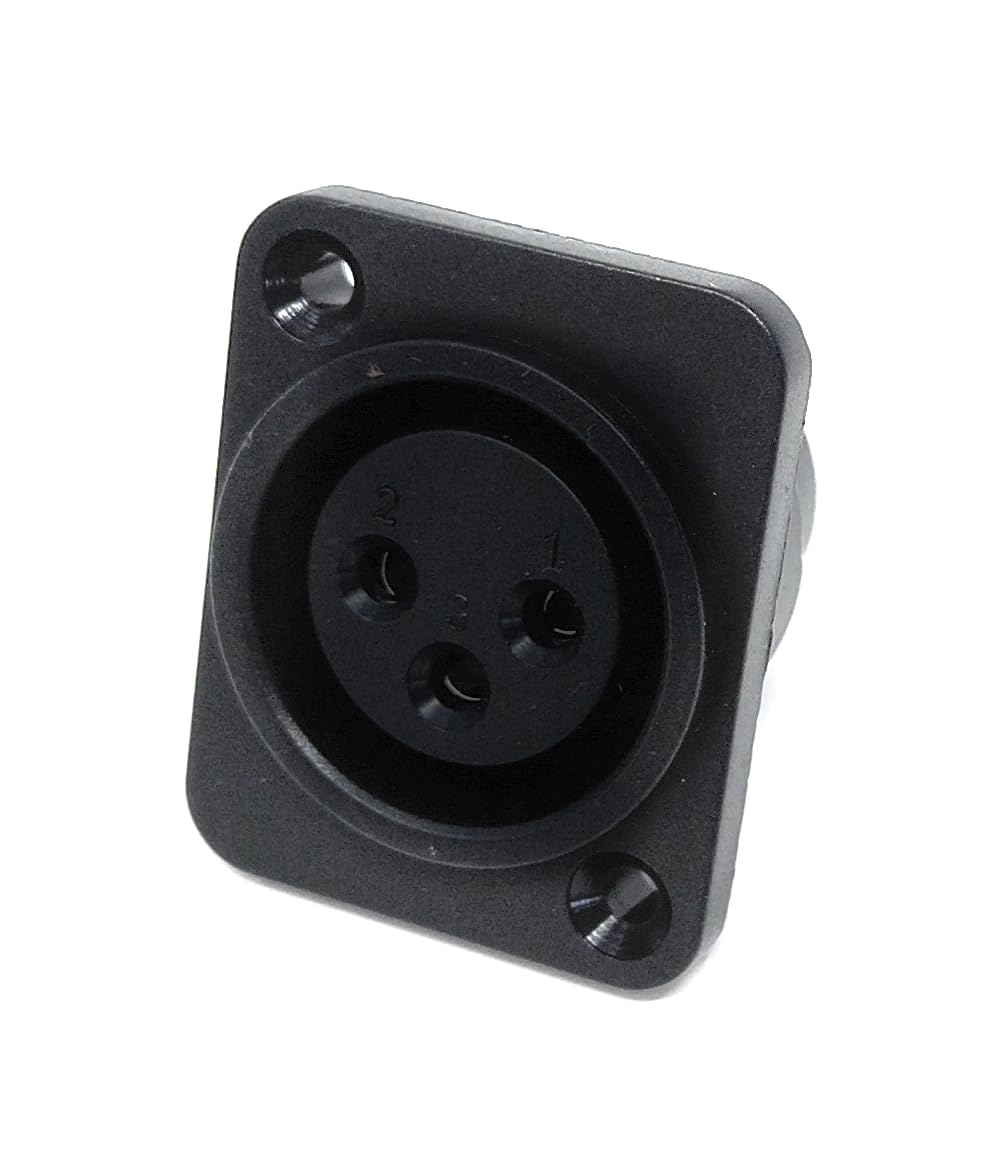 DRUT XLR 3 Pin Female Chassis Panel Mount Connector - D Series, Fits Standard D-Pattern Holes for Audio, Studio, PA Systems, Microphone, Music Instrument Cables