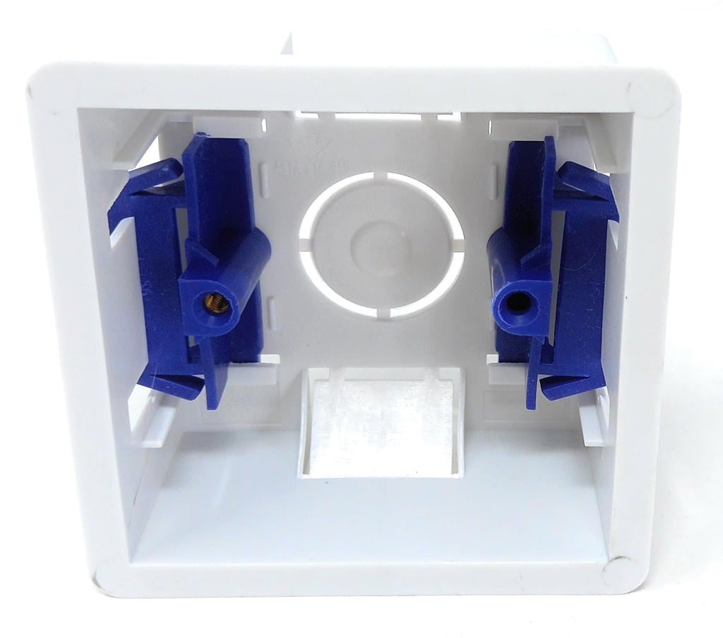 1 Gang Dry Lining Back Plasterboard Surface Pattress Box with Adjustable Lugs 35mm Deep, for Faceplate