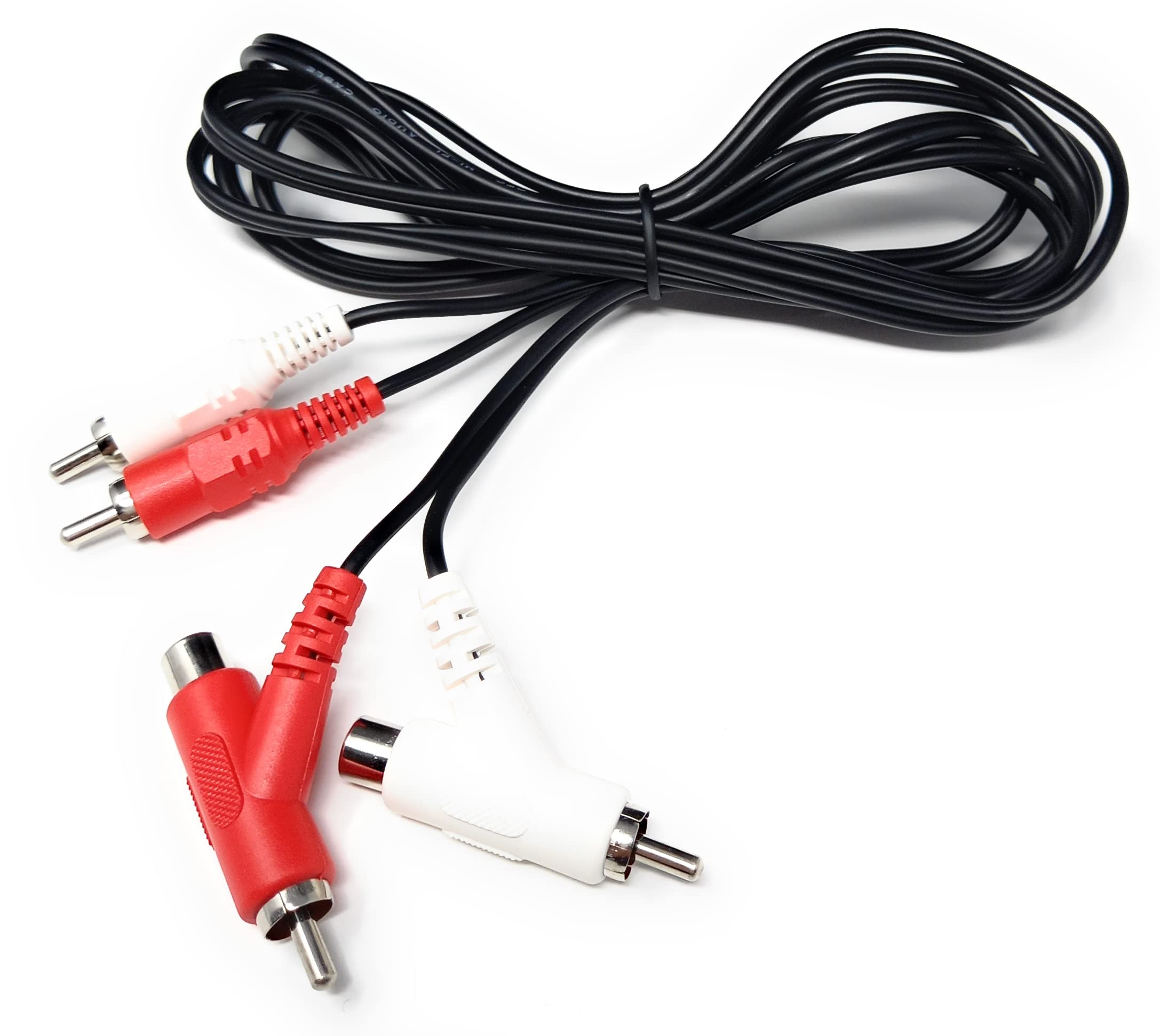 DRUT 2 Way Twin 2 x RCA Phono Plug to Plug, Stackable Y Splitter Lead On One End Two Female RCA Connectors Adapter Cable