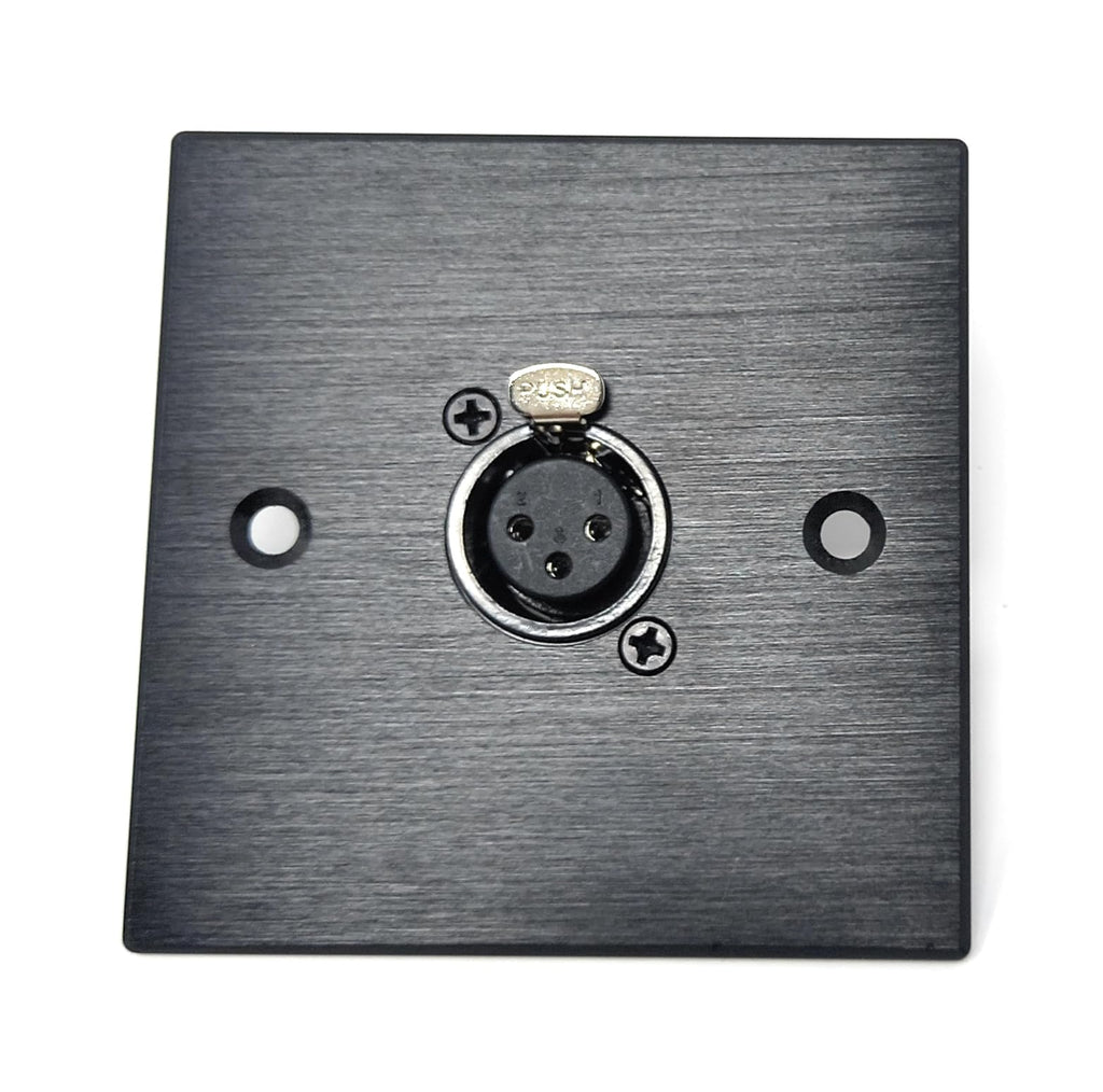 Brushed Aluminium 3-Pin XLR Female Sockets D-Series Wall Faceplate (Soldering Ends) – Durable Metal Plate for Audio, Amplifier, Microphone, Mixer & Speaker Connections – Screws Included