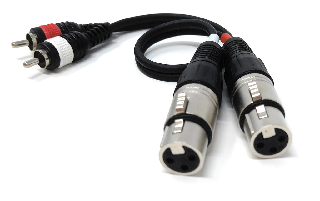 DRUT Twin 2 x XLR Female Sockets to 2 x RCA Phono Male Plugs Shielded Stereo Audio Cable Compatible with Mixers, Amplifiers, Music Instruments