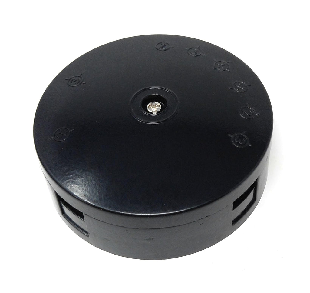 4-Terminal Round Junction Box – 20A Rated – 75x25mm Black Electrical Connector Housing for Wiring, Lighting & Power Distribution – Durable Enclosure for Indoor & Outdoor Use