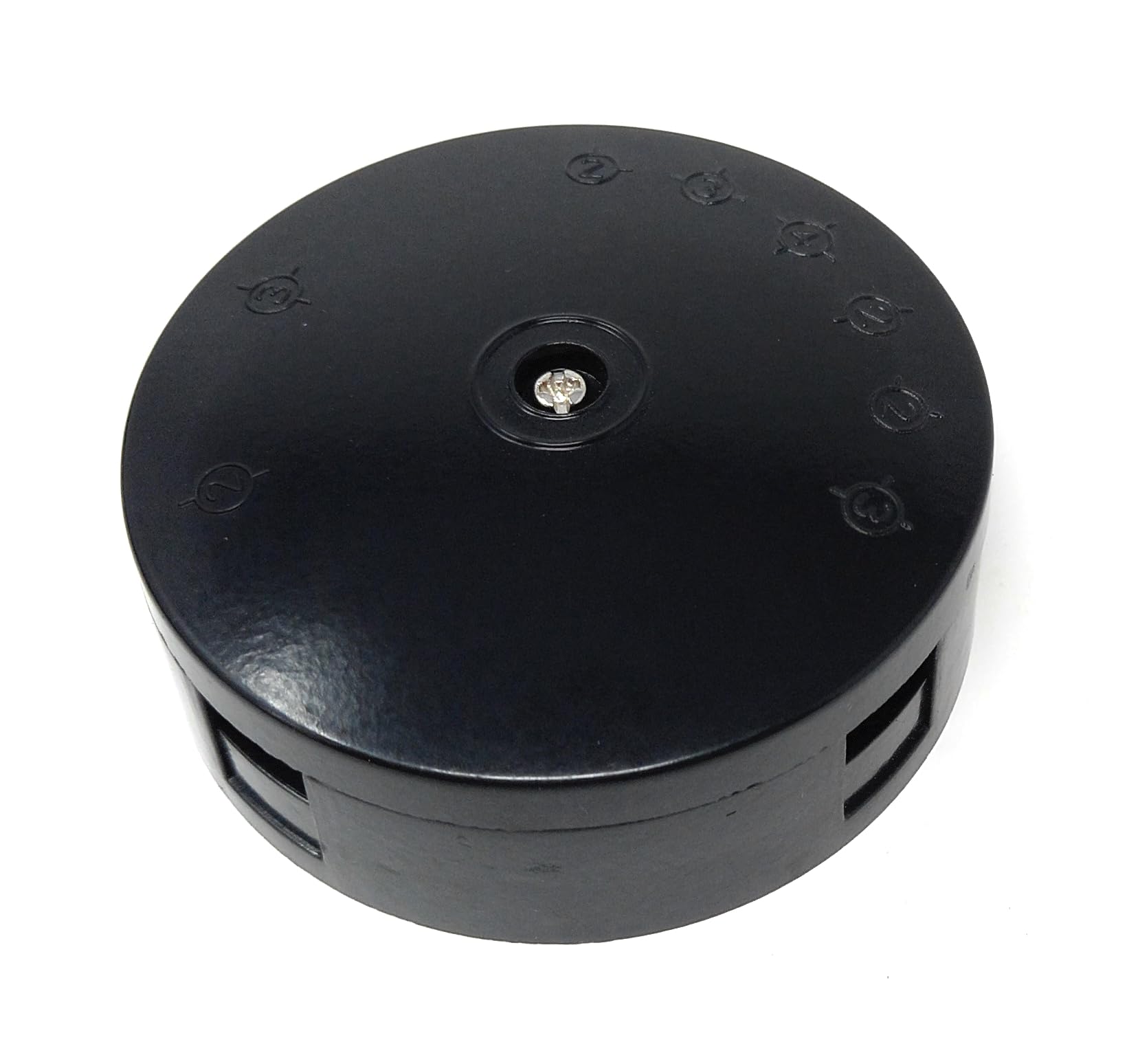4-Terminal Round Junction Box – 20A Rated – 75x25mm Black Electrical Connector Housing for Wiring, Lighting & Power Distribution – Durable Enclosure for Indoor & Outdoor Use