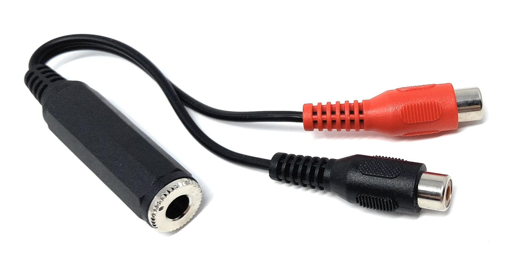 DRUT 15cm 6.35mm Mono Jack Socket to Twin RCA Phono Sockets Audio Cable Lead Adapter