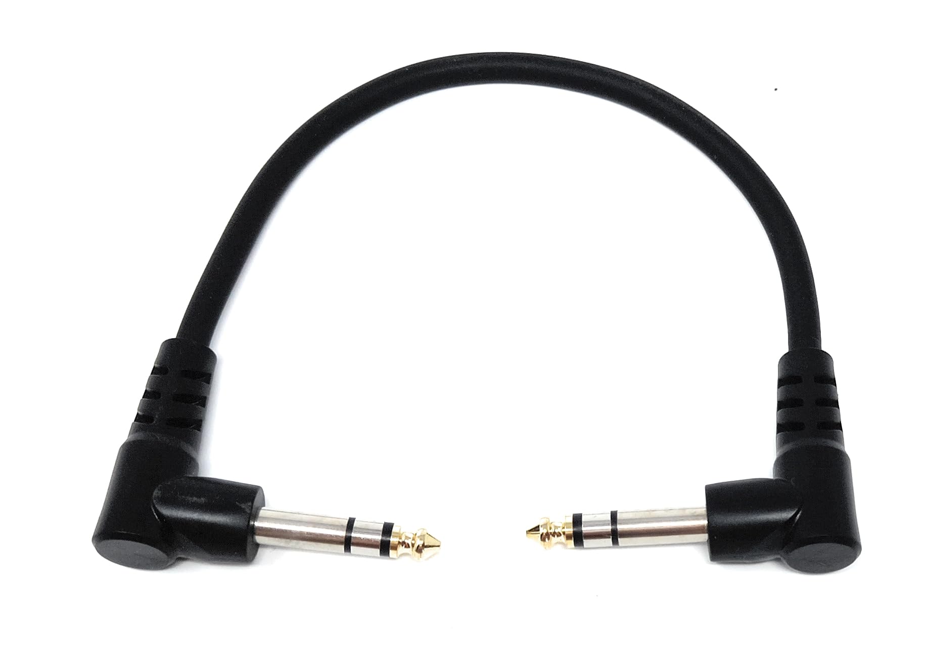 6.35mm 1/4" TRS Stereo Jack to Jack Plug, Dual Right Angle Patch Cable Lead for Headphones Amplifiers, Music Instruments, Live Events, DJ