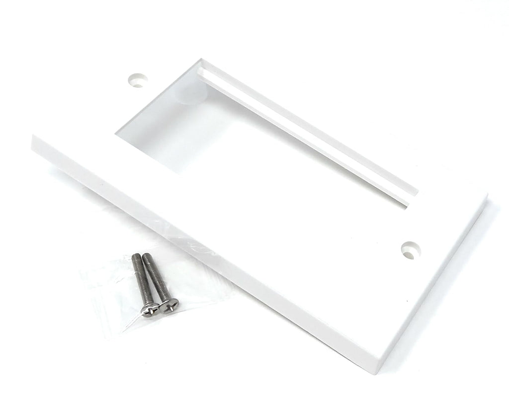 Double Gang White Wall Plate Faceplate Frame 146mm x 86mm for 4 x Euro Modules, Screws Included