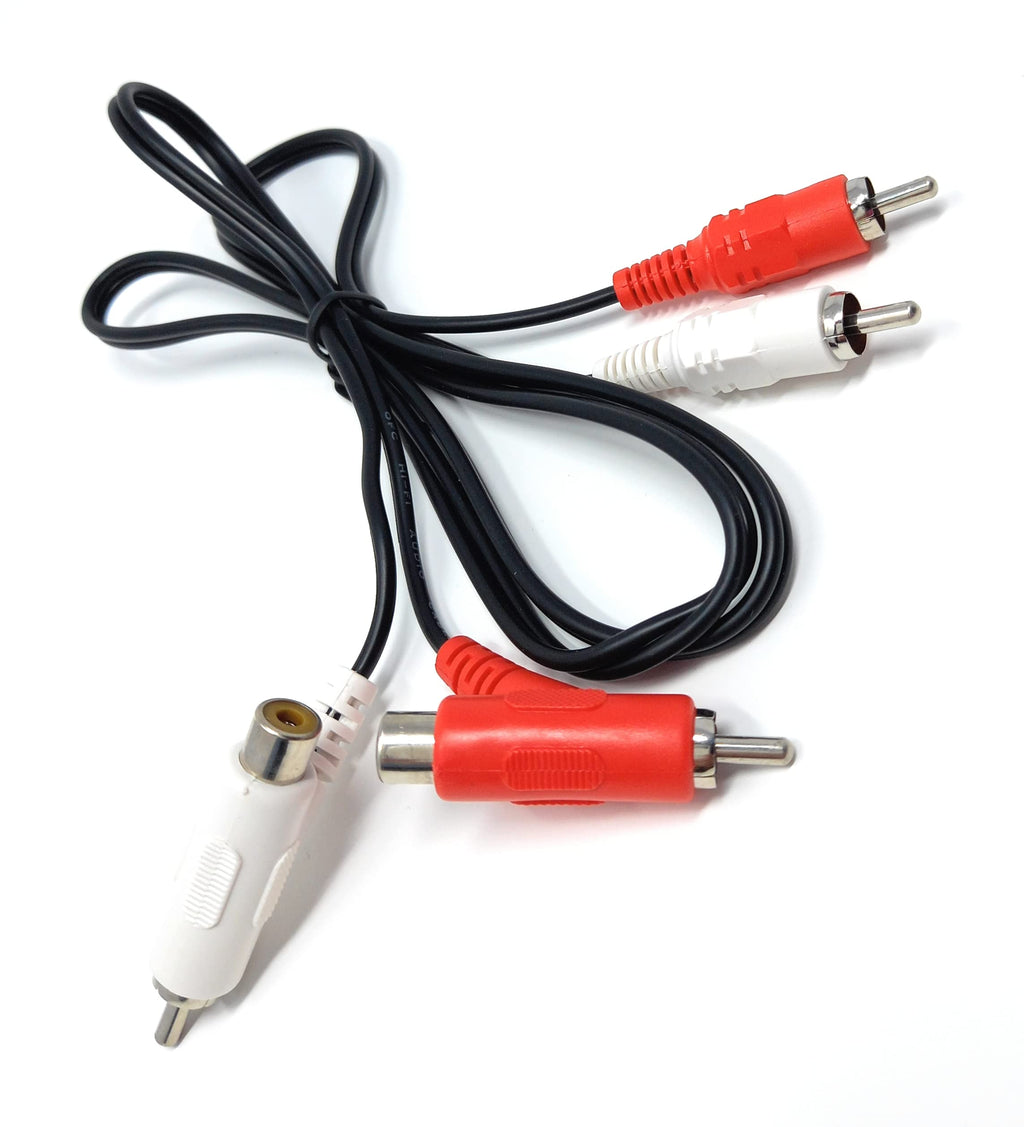 DRUT 2 Way Twin 2 x RCA Phono Plug to Plug, Stackable Y Splitter Lead On One End Two Female RCA Connectors Adapter Cable