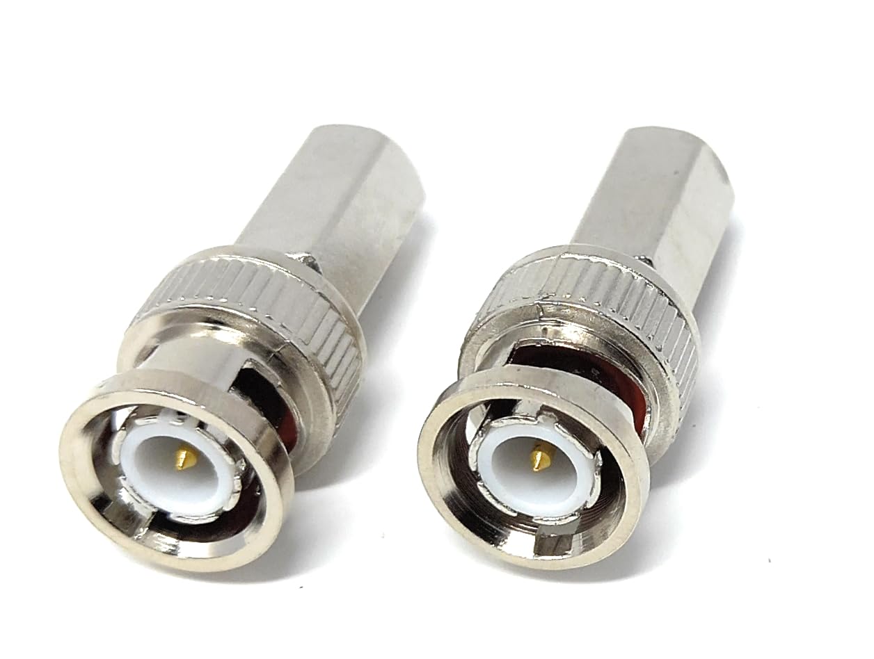 DRUT BNC Twist On Male Plug End RG59/RG6 Coaxial Install SDI Adapter for CCTV Surveillance Security Camera DVI Radio Antenna Coaxial Connector Socket