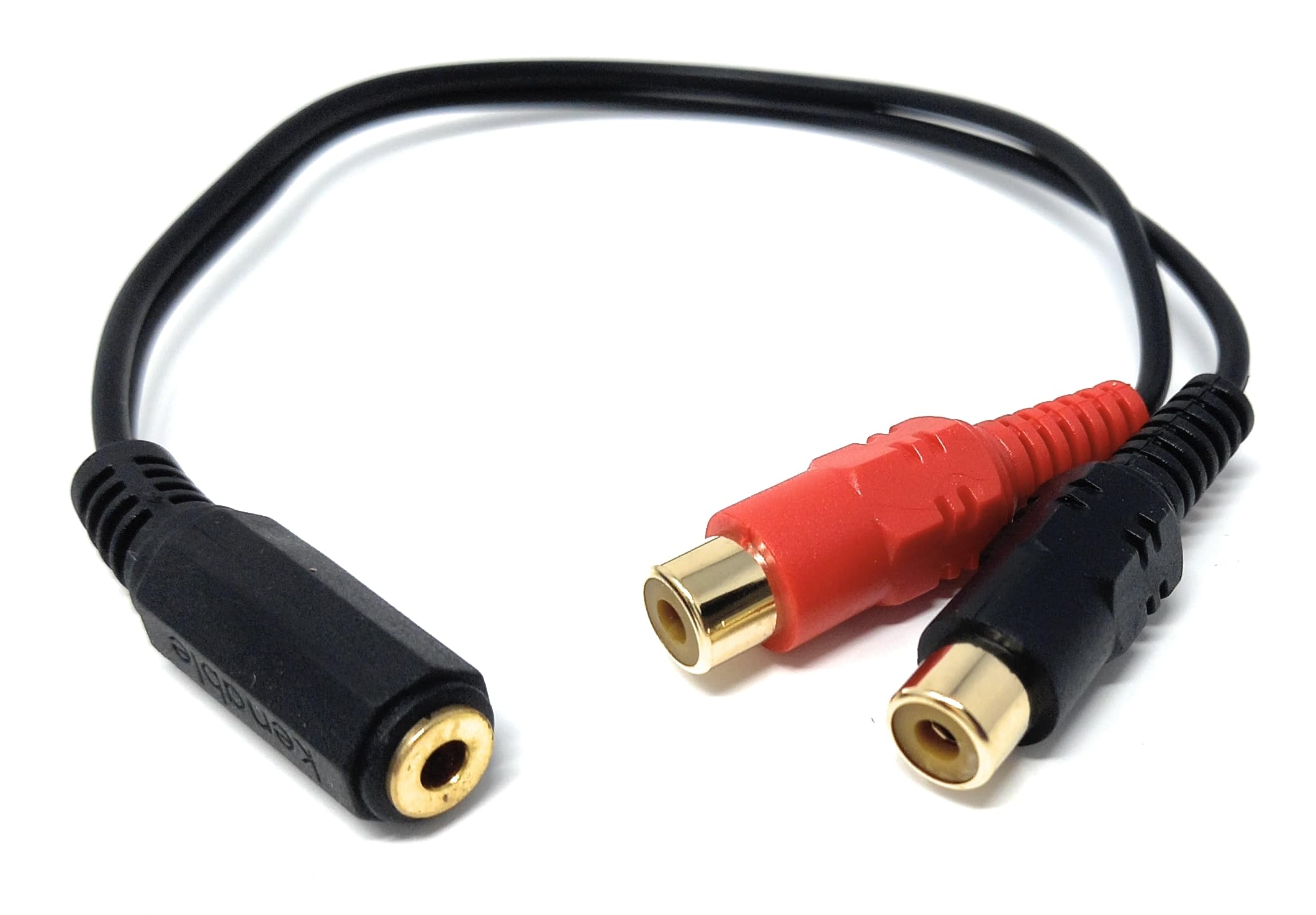 DRUT 3.5mm Stereo Jack Socket to 2 x Phono RCA Sockets Gold Adapter Short Cable Lead