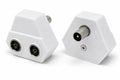 DRUT TV RF Aerial Antenna Coax Splitter, 1 Male to 2 Way Female Sockets Adapter Connector Joiner