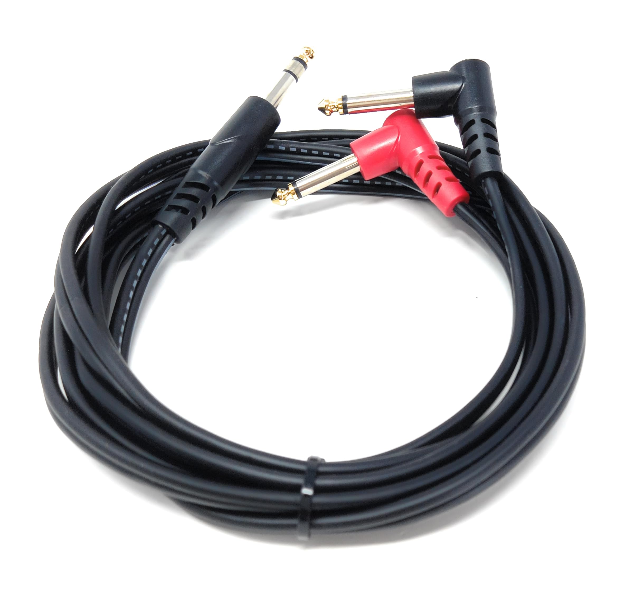DRUT 6.35mm 1/4" Stereo Jack to 2 x Mono Jacks Audio Cable Lead for Music Instruments, Mixer, AMP, Guitar