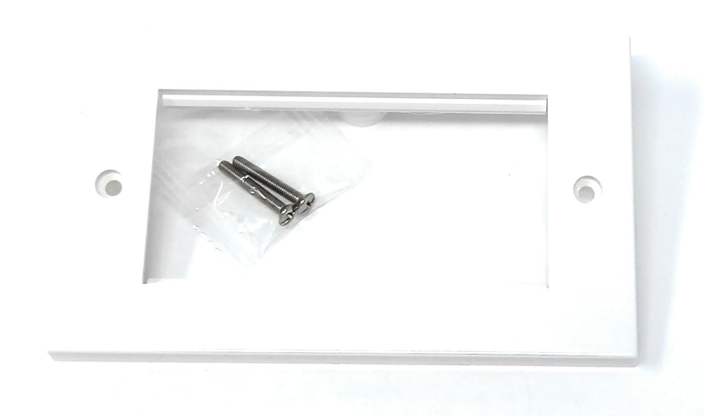 Double Gang White Wall Plate Faceplate Frame 146mm x 86mm for 4 x Euro Modules, Screws Included