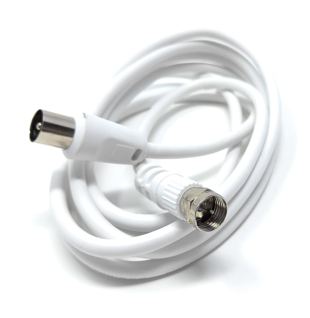 DRUT RF TV Aerial Male to F Type Connector Male Plug Coaxial Coax Cable, Lead, 75 Ohm, 3C-2V