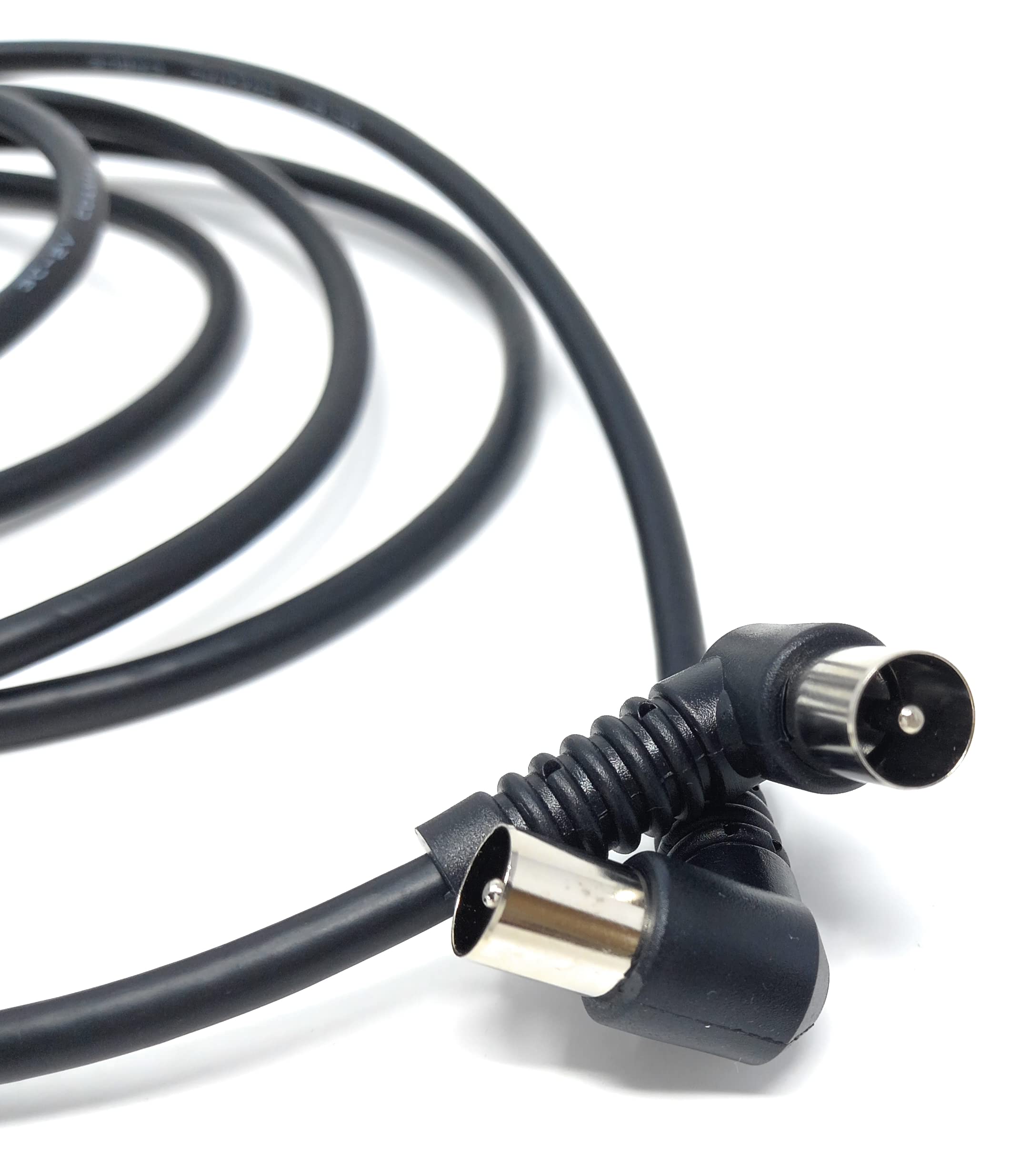 DRUT TV RF Right Angle 90' Male Plug to Male Plug Coaxial TV Freeview Cable Lead 75 Ohm