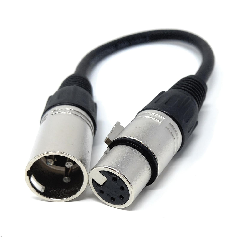 DRUT 20cm short XLR 3 Pin Plug to 5 Pin DMX Female Socket Adapter Audio Video Lighting Cable 0.6ft