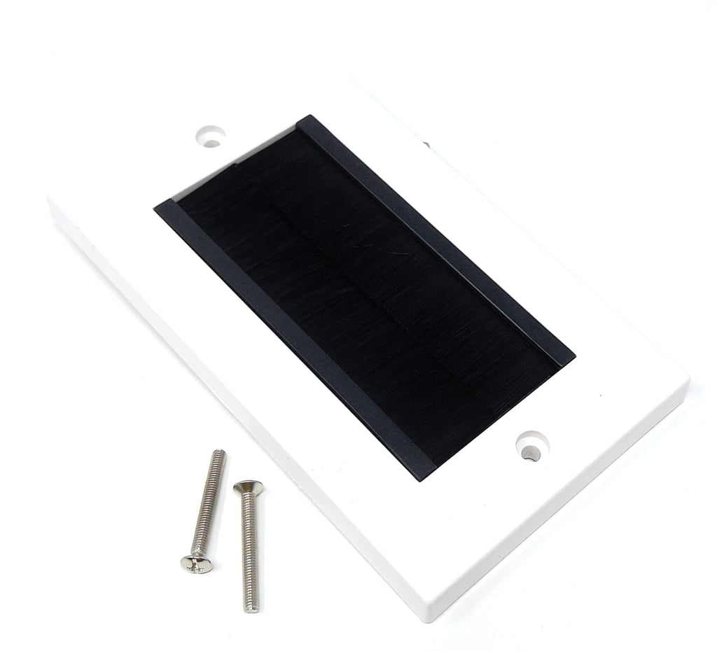 White Brush Plate Faceplate Wall Mounted Installation Tidy Cable Pass Through Insert for Wires and Cable Access