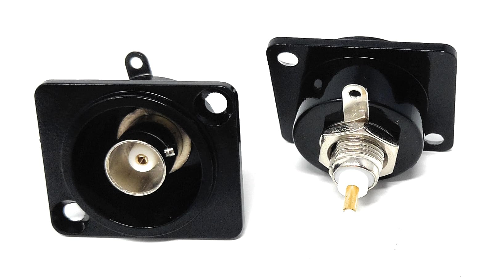 DRUT D-Series Type BNC Plug Connector – Chassis Panel Mount Adapter with Solder Terminal for SDI Video and Coaxial Connections