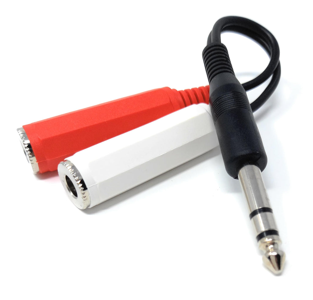 DRUT 6.35mm Stereo Jack to Twin 6.35mm Stereo Jack Sockets Cable Lead Adapter Splitter 1 Male to 2 Females