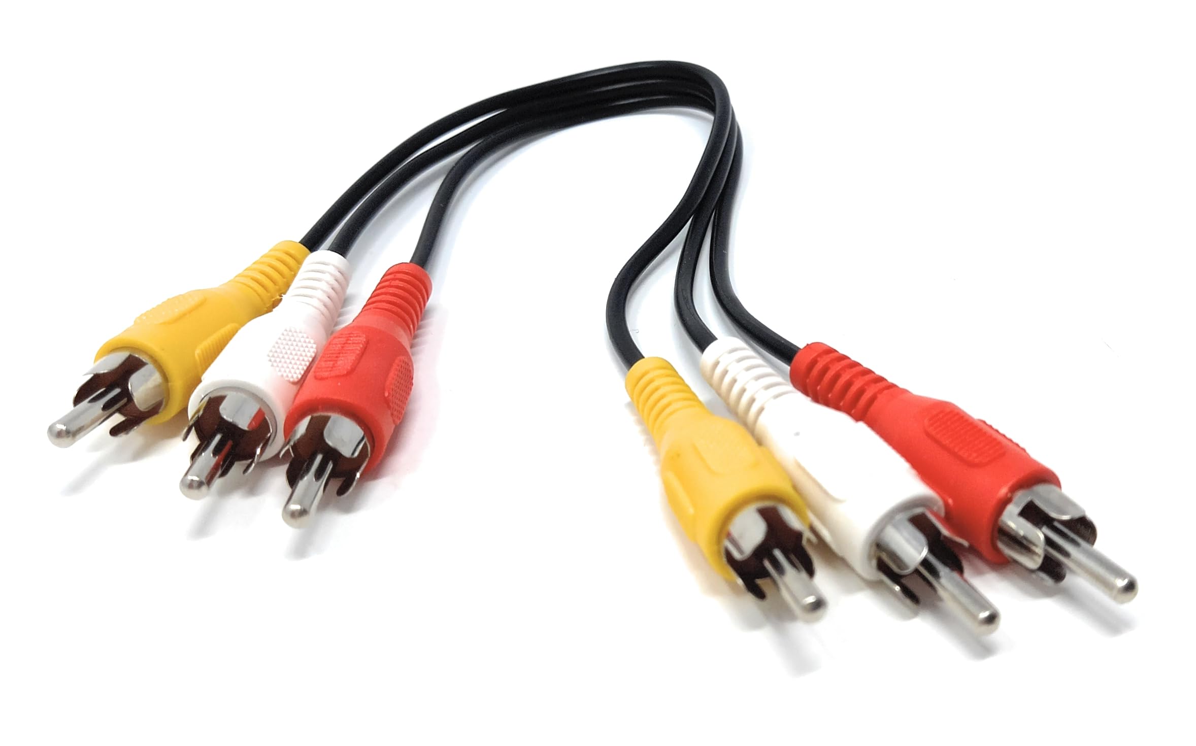 DRUT Triple 3 x RCA to RCA Phono Plugs to Plugs Composite, Audio Video Male to Male Cable Lead Nickel Contacts
