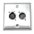 XLR Wall Plate – 3-Pin Single Gang Faceplate with 1 Male & 1 Female Socket, Stainless Steel Audio Panel with Soldering Ends for Mic, Mixer, Speaker & Amplifier